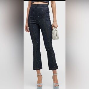 Cinq a Sept Women's Ora Ditsy Bootcut Blue Rhinestone Embellished Jeans